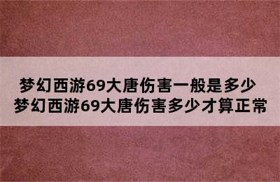 梦幻西游69大唐伤害一般是多少 梦幻西游69大唐伤害多少才算正常